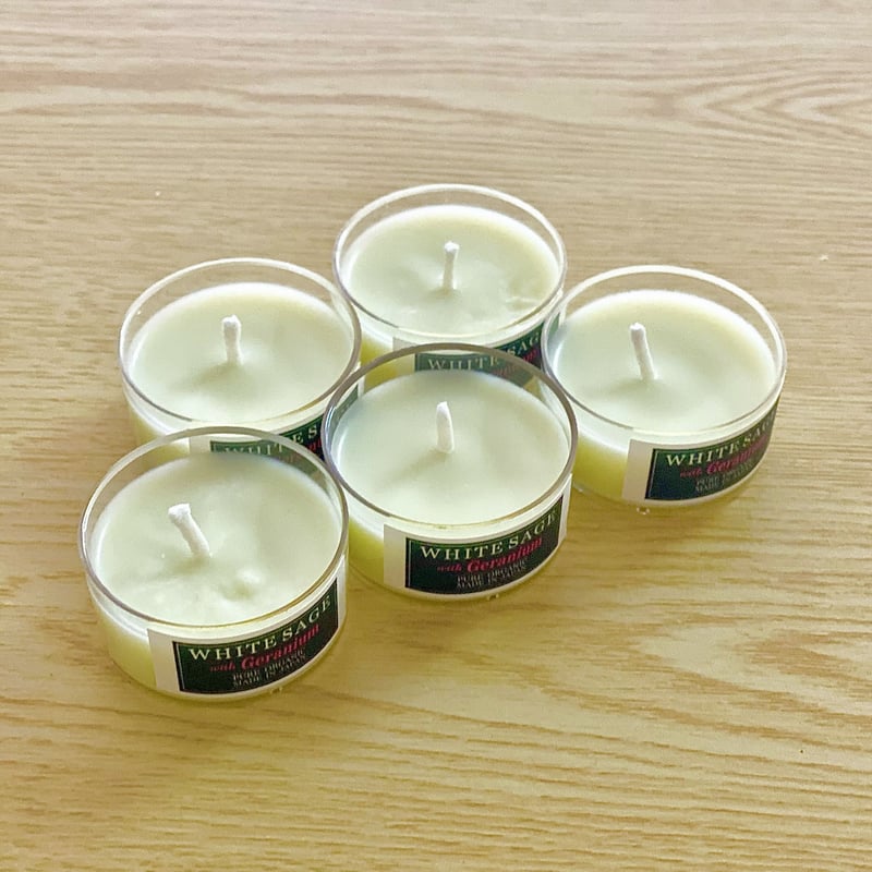 ゼラニウム／国産ホワイトセージ ティーライトキャンドル | Thousand