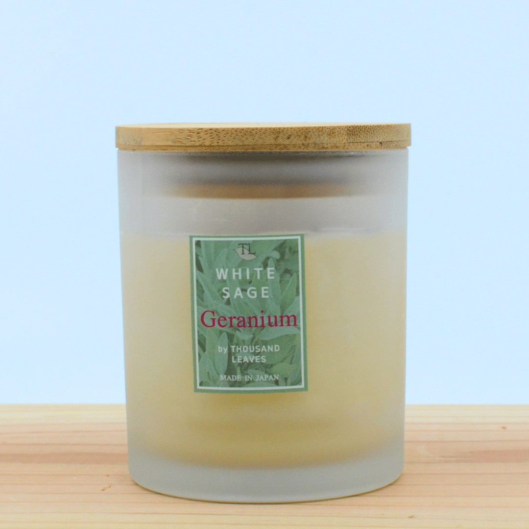 ゼラニウム／国産ホワイトセージキャンドルS／M／L | Thousand