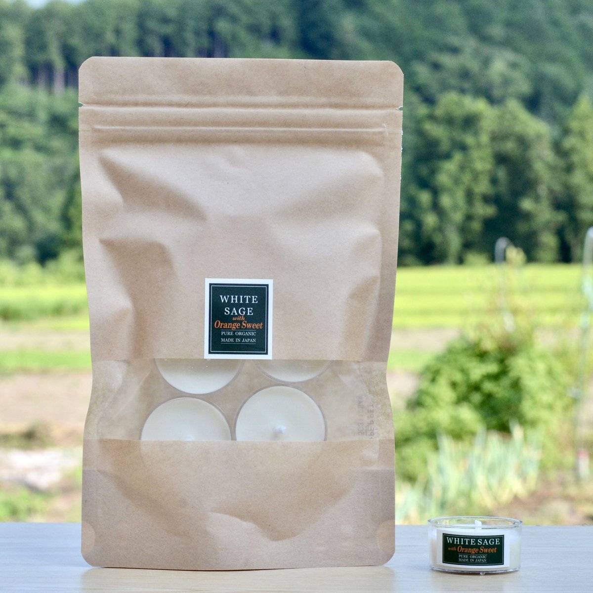 オレンジスイート／国産ホワイトセージ ティーライトキャンドル