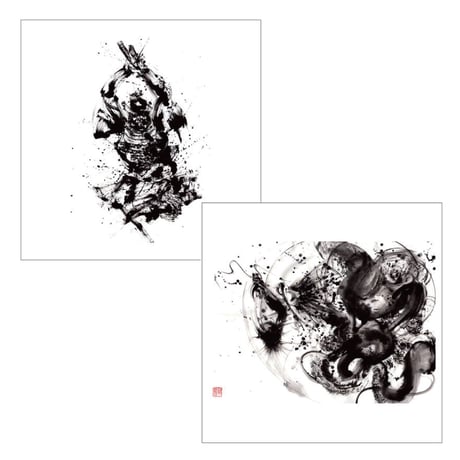 45cm角：【MCB451701】西元 祐貴  「鎧×龍」（メガネ拭き・めがね拭き）