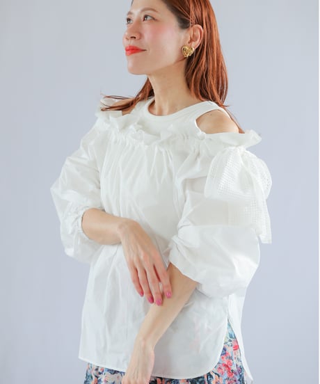 ＜In essence by Akiko Yamamoto.＞サイドリボンギャザーブラウス