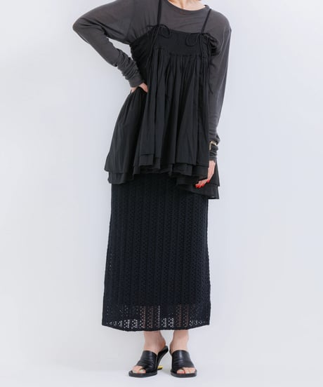 ダブルストラップコットンギャザーキャミ