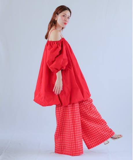 ＜In essence by Akiko Yamamoto.＞ボリュームスリーブバルーンミニワンピ（レッド、グリーン）