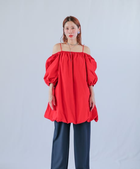 ＜In essence by Akiko Yamamoto.＞ボリュームスリーブバルーンミニワンピ（レッド、グリーン）