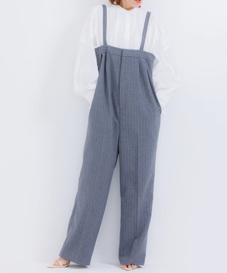 マニッシュギャング ピンストライプサロペ