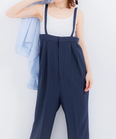 マニッシュギャング ピンストライプサロペ