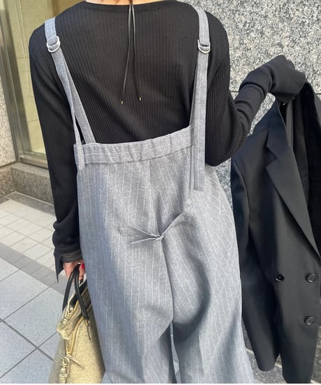 マニッシュギャング ピンストライプサロペ