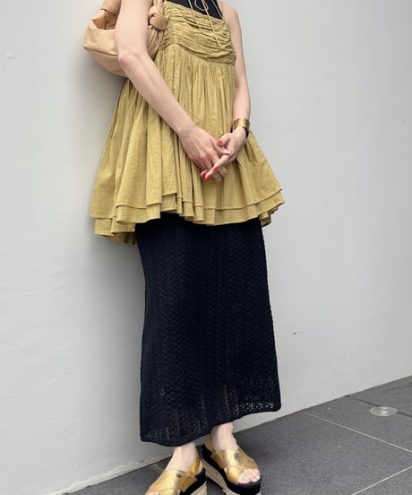 ダブルストラップコットンギャザーキャミ