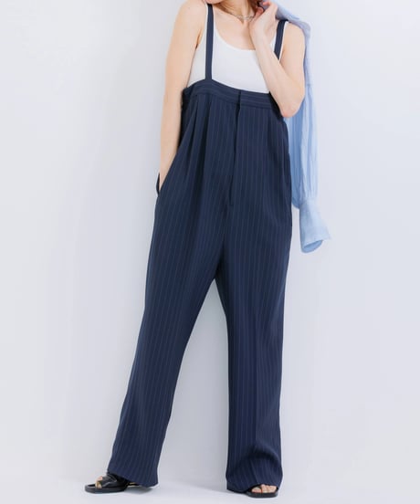 マニッシュギャング ピンストライプサロペ