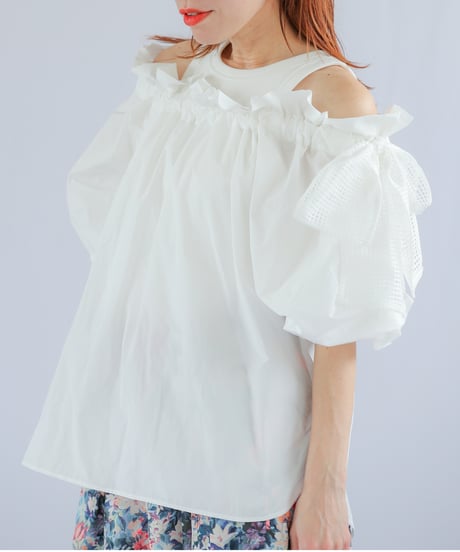 ＜In essence by Akiko Yamamoto.＞サイドリボンギャザーブラウス