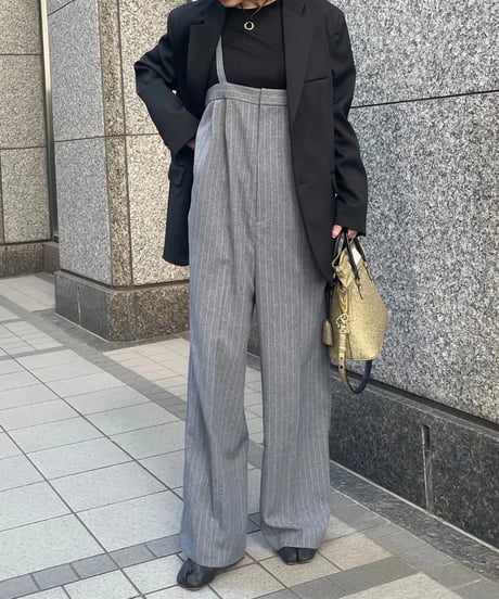 マニッシュギャング ピンストライプサロペ