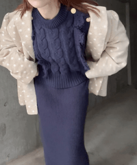 《先行販売》【やったーコーデE】ドットアウターと冬マリンなニットアップな仲間たち(3点セット)