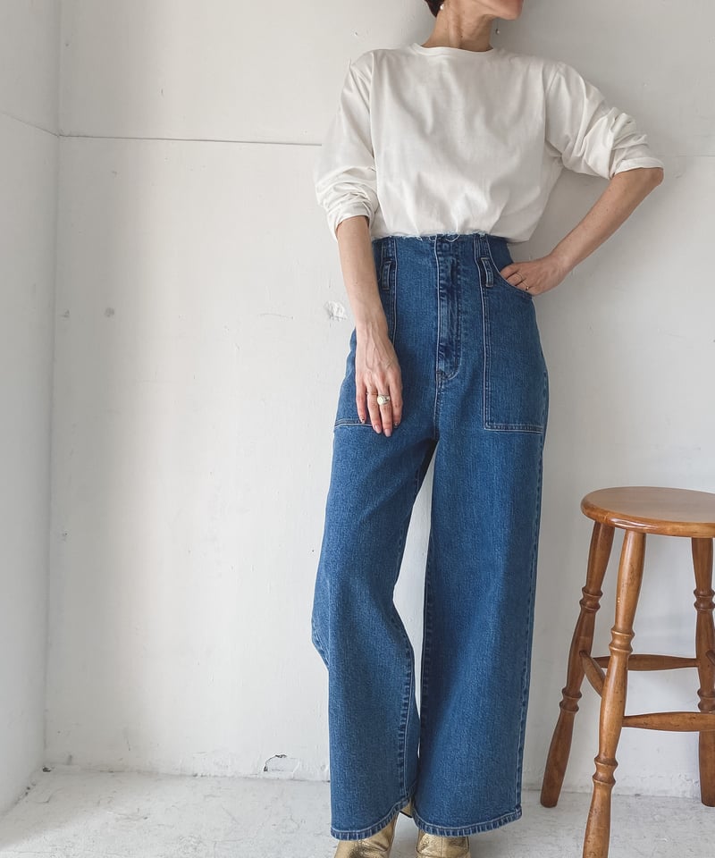 オシャレ ハイウエスト ワイド 切り替えデニムパンツ ワイド HAPPY PRICE】ハイウエストワイドデニム | Rocco style. SHOP