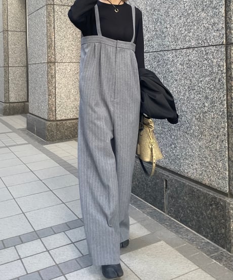 マニッシュギャング ピンストライプサロペ