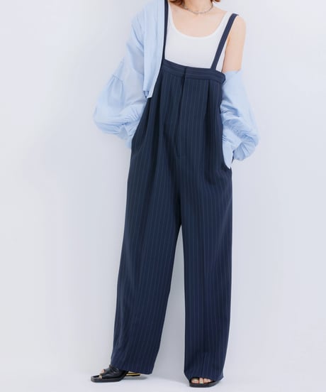 マニッシュギャング ピンストライプサロペ