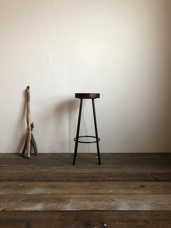 B7108【無垢×アイアン】スツール アイアンスツール 数量限定 WS-H740 椅子 イス ハイスツール アイアン チェアー 無垢材