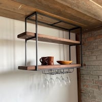 数量限定　HS-W　天井棚　吊棚　吊り棚　ワイングラスラック　ハンギングシェルフ　キッチンシェルフ　フラワースタンド　ディスプレイラック　アイアン　古材