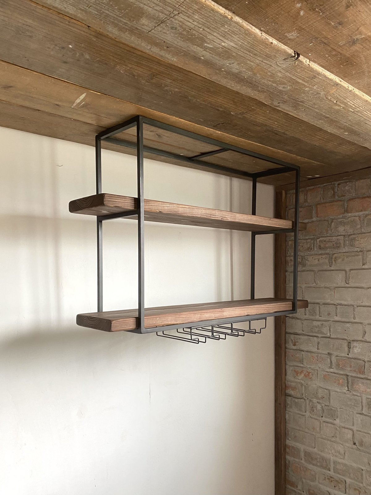 貴重　数量限定　天井棚　吊棚　吊り棚　ワイングラスラック　キッチンシェルフ　古材 fit=scale-down,w=1200