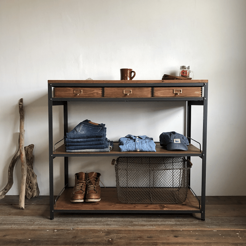 数量限定 WPP シェルフ テーブルシェルフ 作業台 アイアン 引出セット