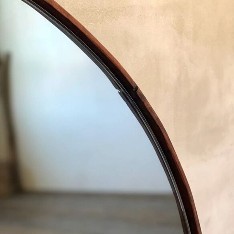 数量限定 RM-8 古材 丸型 鏡 ミラー 木製枠 壁掛け 置き鏡 美容