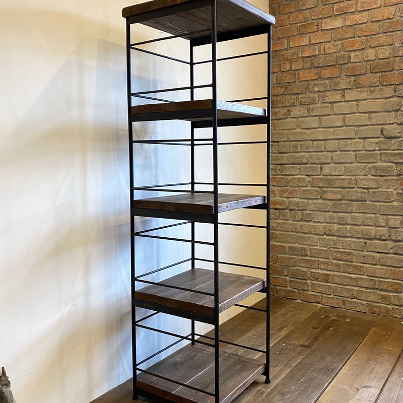 55105　アイアンサイドテーブル古材棚＋アイアン飾り棚　赤 55105様専用 アイアンサイドテーブル古材棚＋アイアン飾り棚 赤