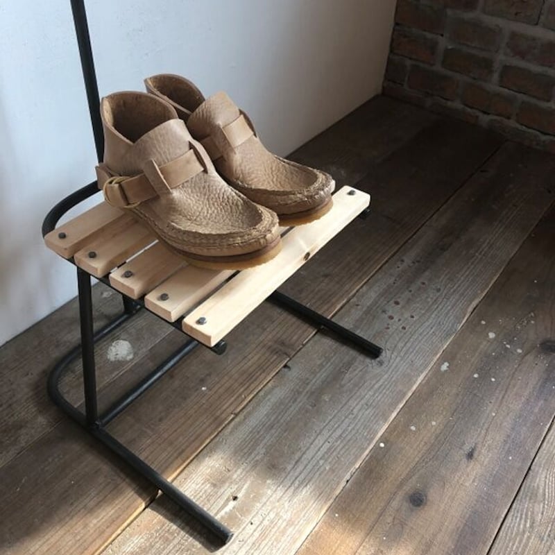 ハンガーラック　アイアン　木製 数量限定 F1-IWO-N ハンガーラック アイアン 木製 棚板付