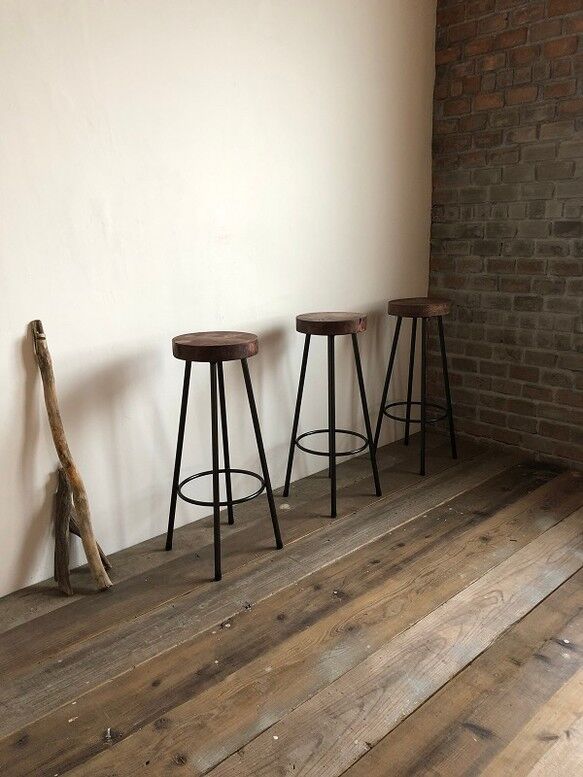 数量限定 WS-H740 椅子 イス ハイスツール アイアン チェアー 無垢材