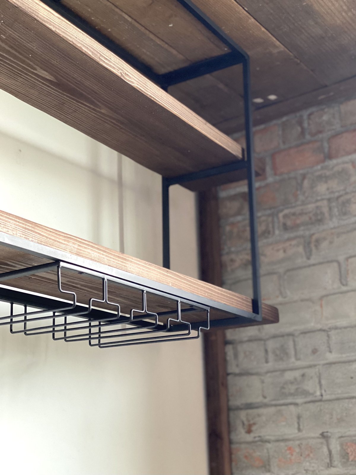 貴重　数量限定　天井棚　吊棚　吊り棚　ワイングラスラック　キッチンシェルフ　古材 数量限定 HS-W 天井棚 吊棚 吊り棚 ワイングラスラック ハンギング