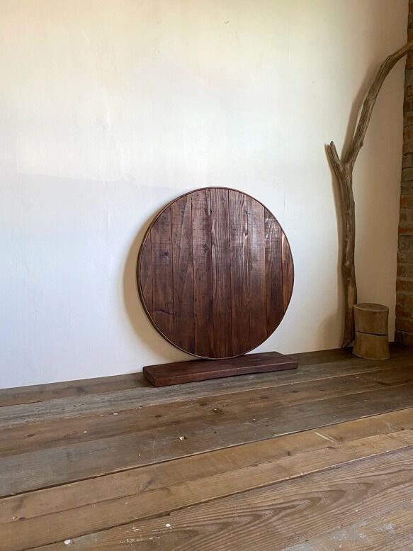 木製丸形鏡 ダークブラウン 楽天市場】鏡 円形 木製枠の通販