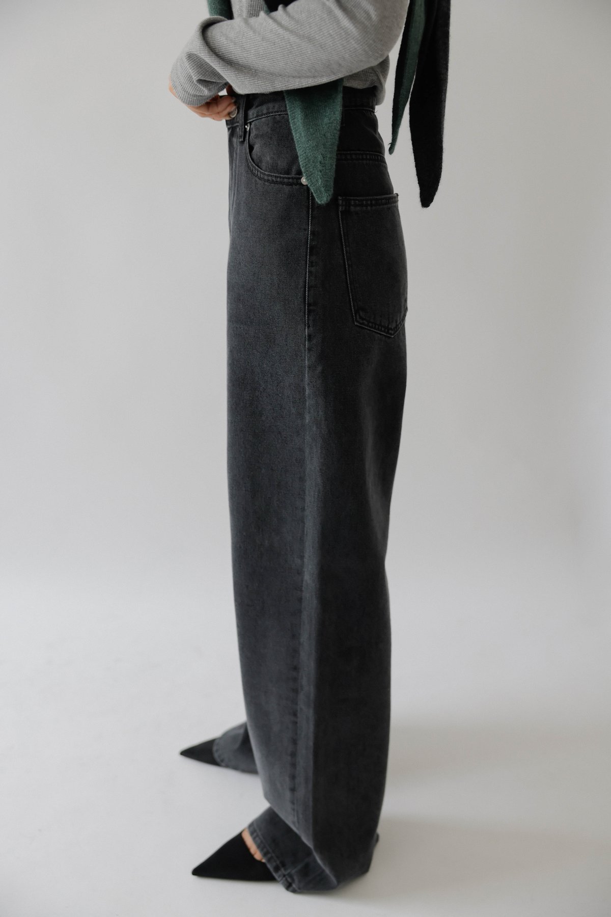 Na.e ナエ Wide Loose Jeans Charcoal 新品　ロング Wide Loose Jeans_Charcoal | Na.e