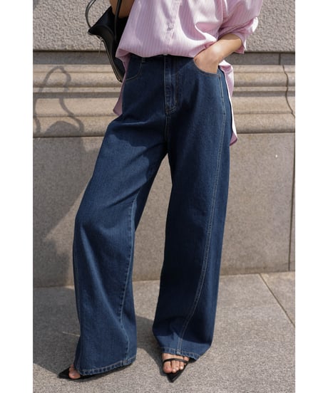 Stitch Wide Jeans_Indigo Blue