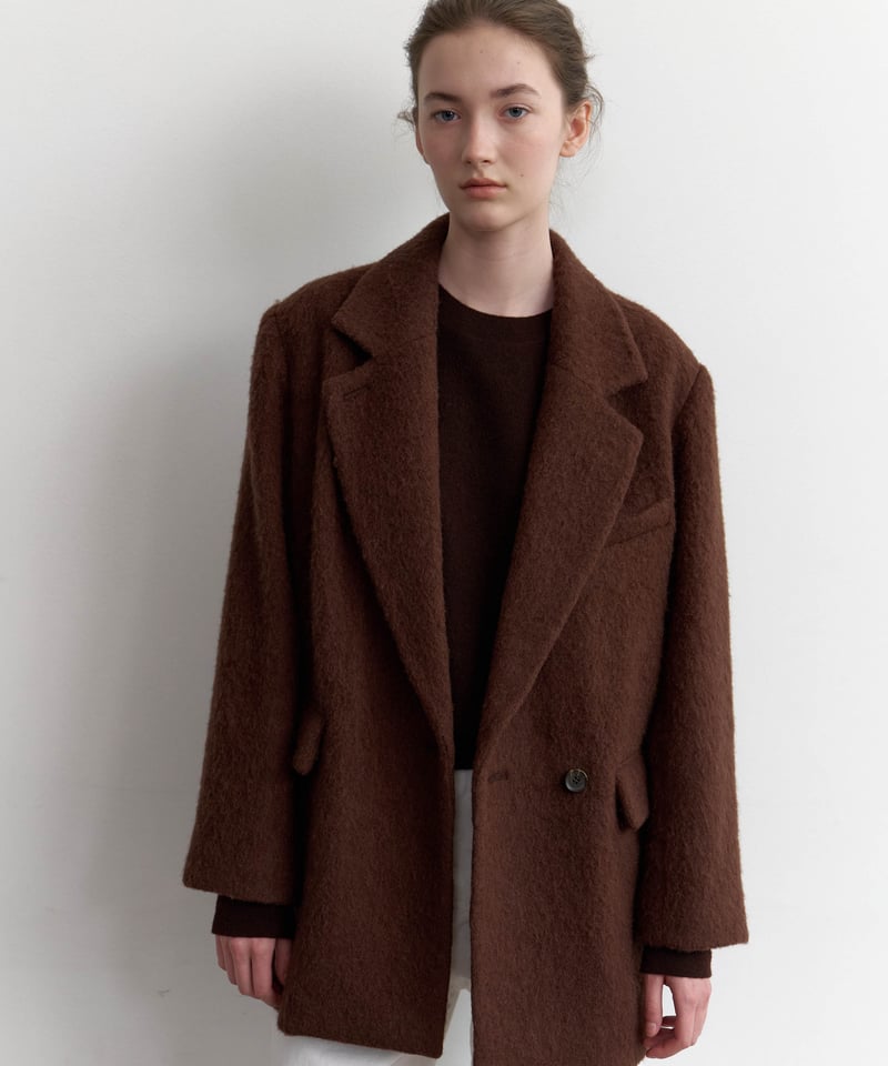 Wool Alpaca Shaggy Coat_Brown | Na.e