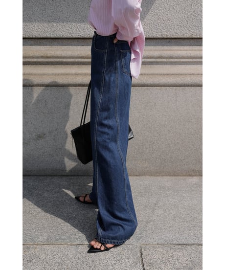 Stitch Wide Jeans_Indigo Blue