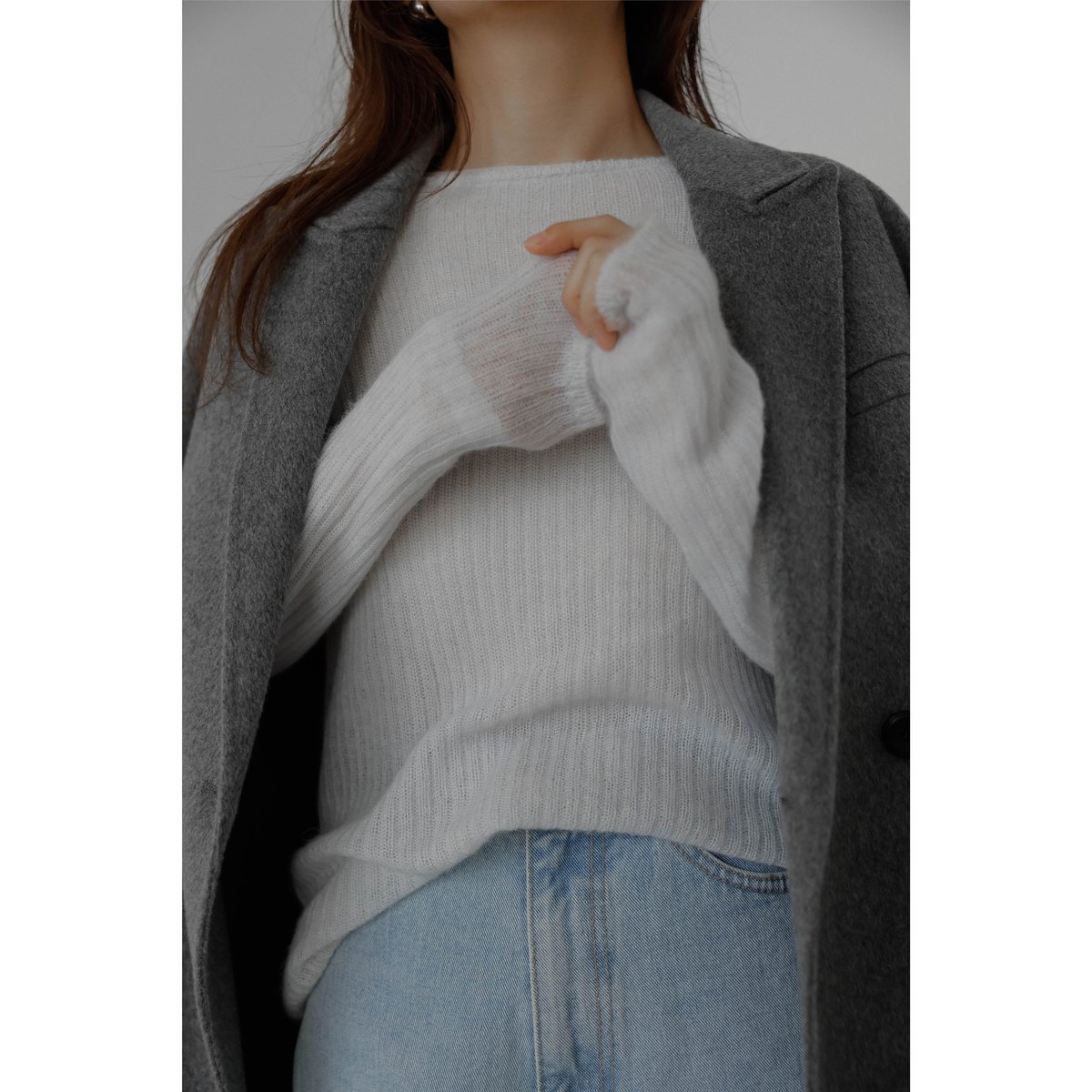 na.e Sheer Rib Knit グレー　ナエ na.e Sheer Rib Knit グレーナエ