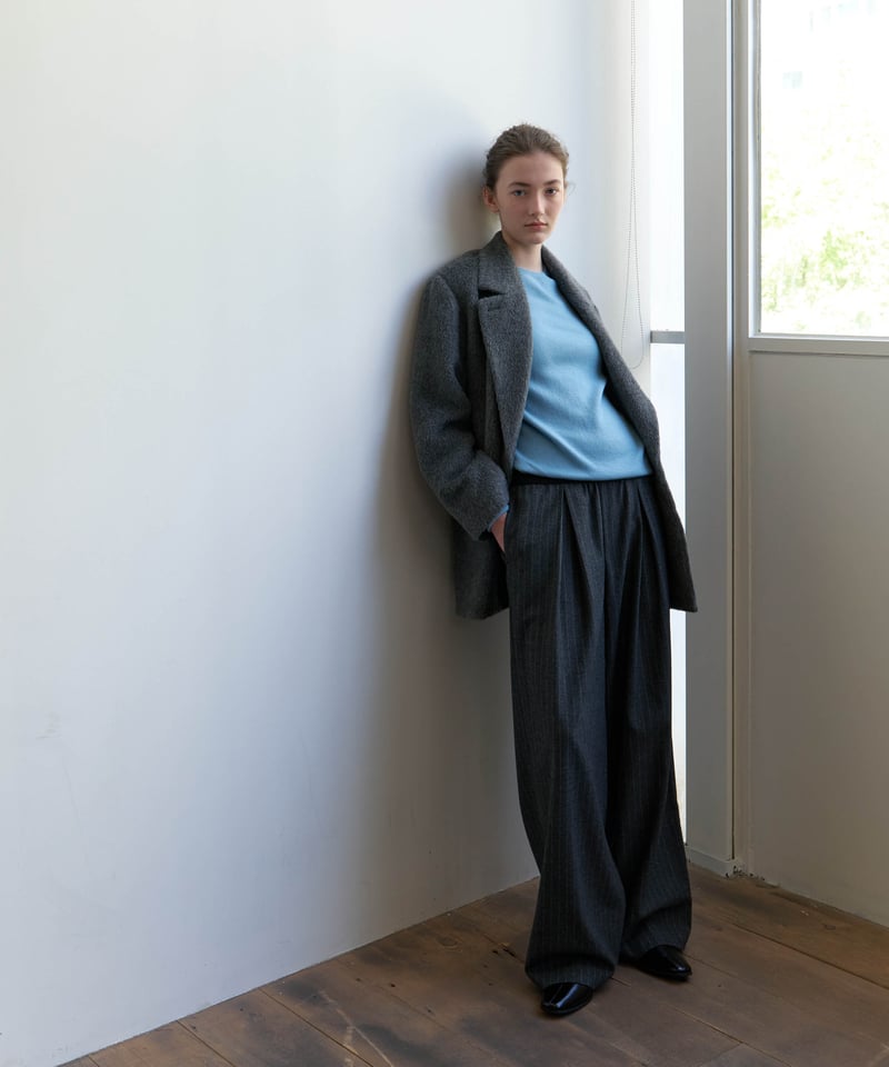 Wool Alpaca Shaggy Coat_Gray | Na.e