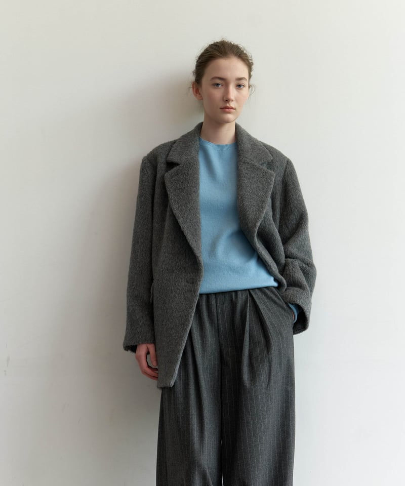 Wool Alpaca Shaggy Coat_Gray | Na.e