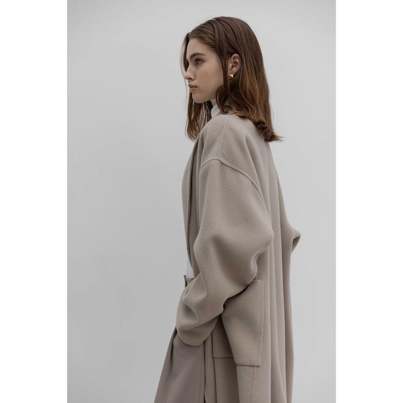 Shawl Collar Wool Coat_Greige | Na.e