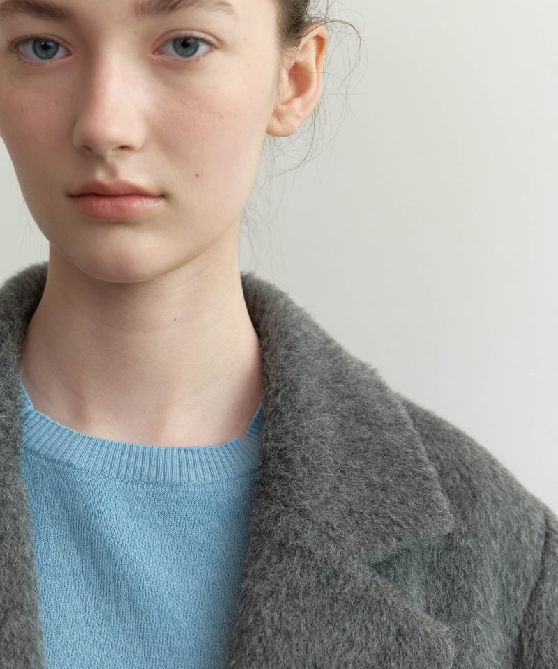 Wool Alpaca Shaggy Coat_Gray | Na.e