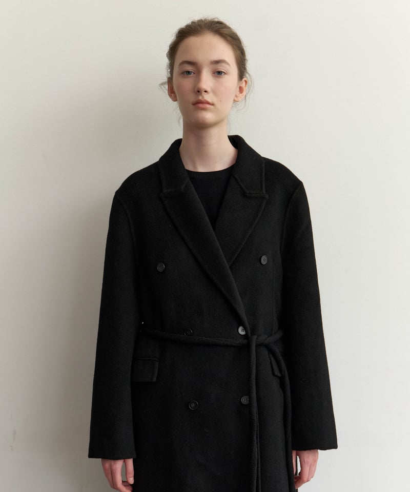 UNDECORATED wool cashmere coatブラック 日本製 Wool Cashmere Double Coat_Black | Na.e