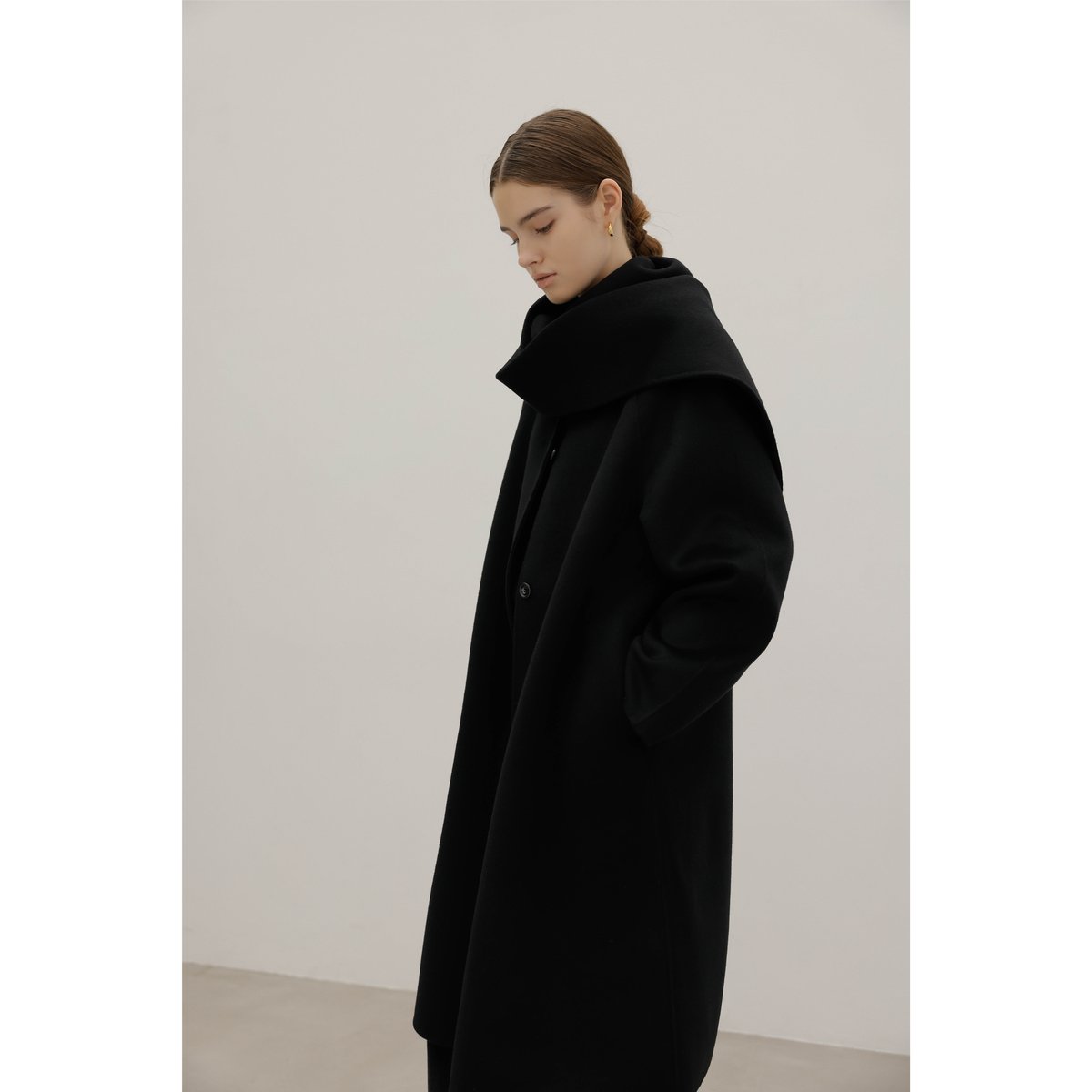 Wool&Silk&Cashmere Coat_Black | Na.e