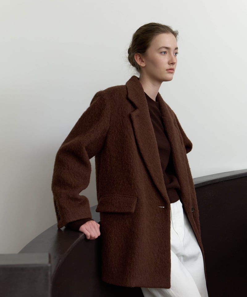 Wool Alpaca Shaggy Coat_Brown | Na.e