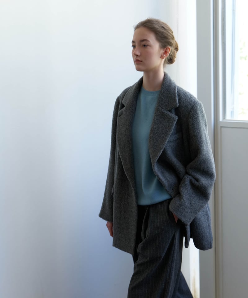 Wool Alpaca Shaggy Coat_Gray | Na.e