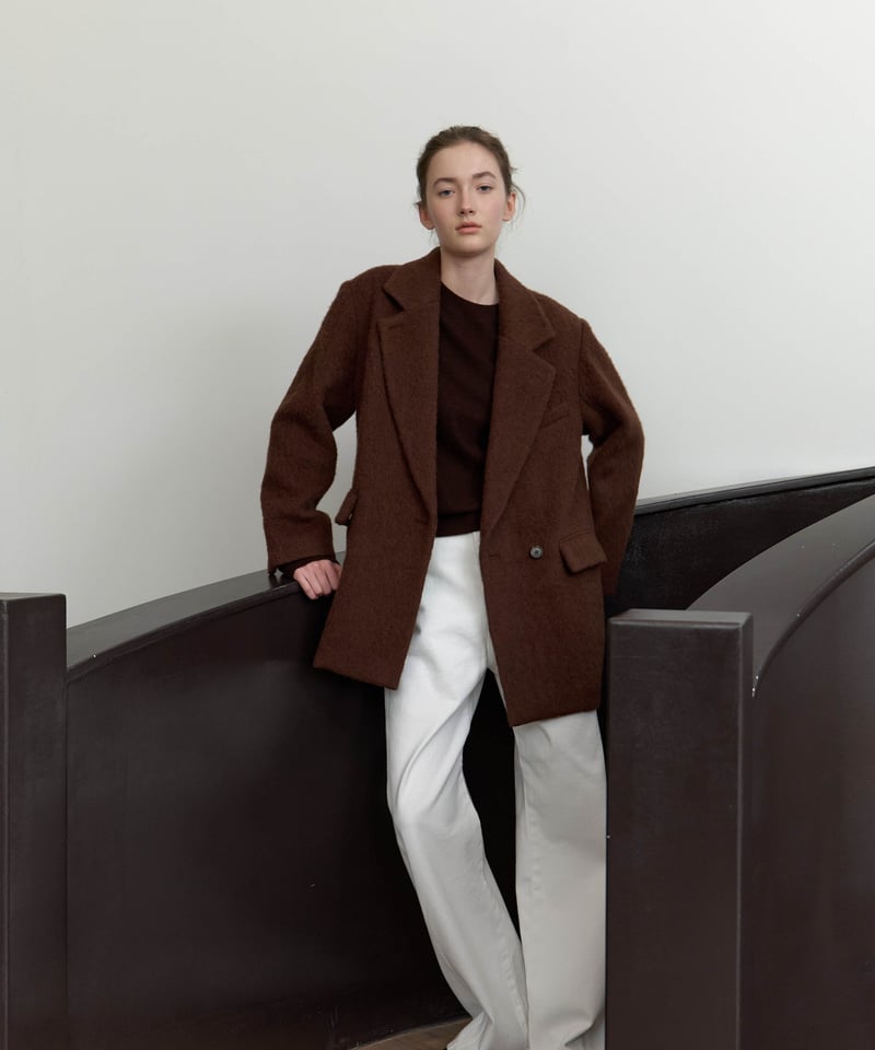 Wool Alpaca Shaggy Coat_Brown | Na.e