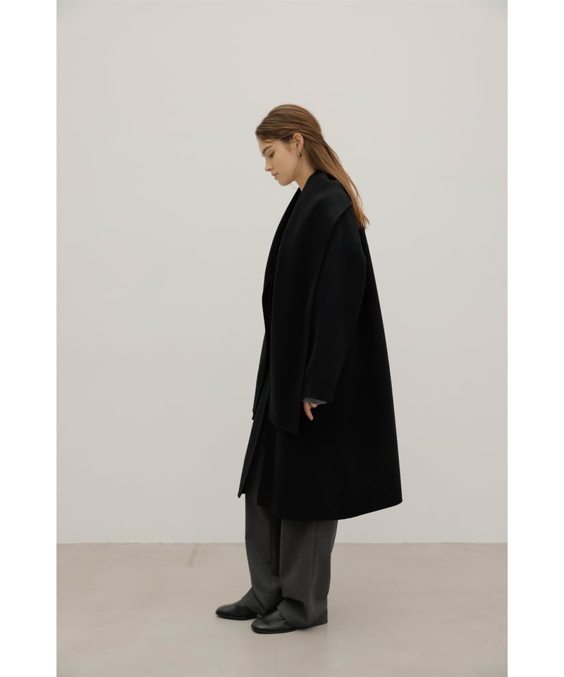 na.e ナエ　ウールカシミアロングコート　チェスターコート Wool&Silk&Cashmere Coat_Black | Na.e