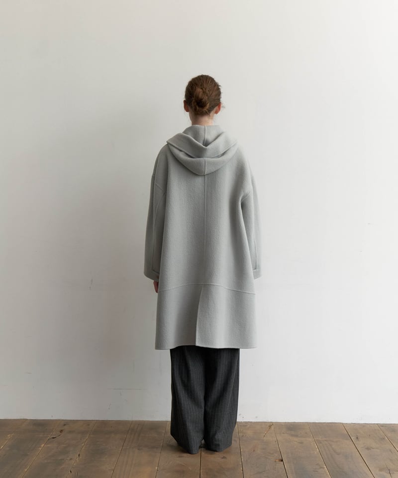 Brushed Wool Hoodie Coat_Bluegray | Na.e