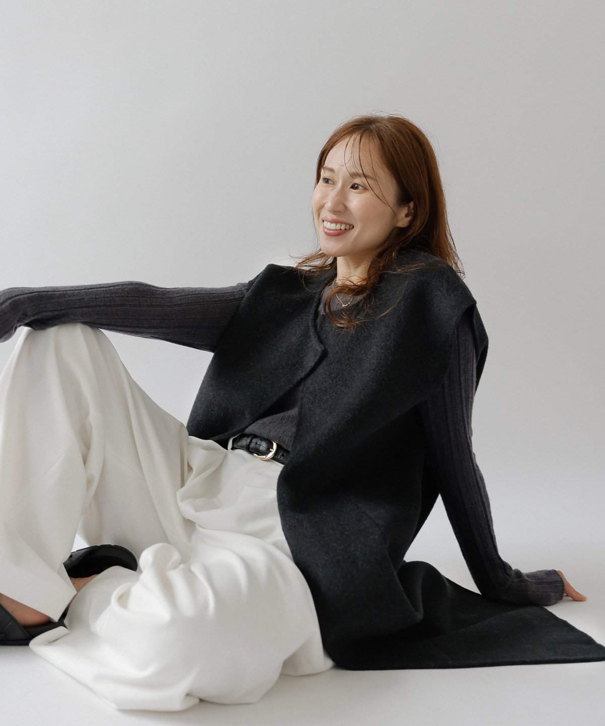 na.e Handmade Wool Gilet ウールジレ　　ナエnae Handmade Wool Gilet_charcoal | Na.e