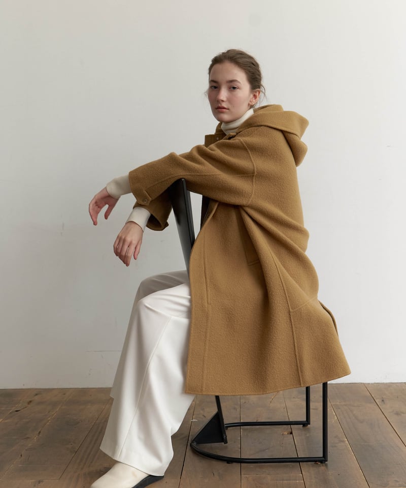 Brushed Wool Hoodie Coat_Camel | Na.e