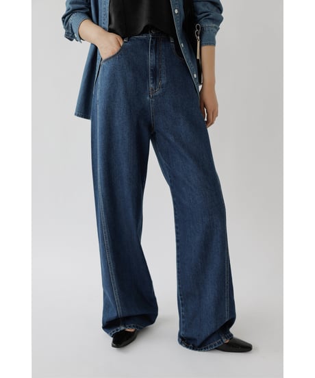Stitch Wide Jeans_Indigo Blue
