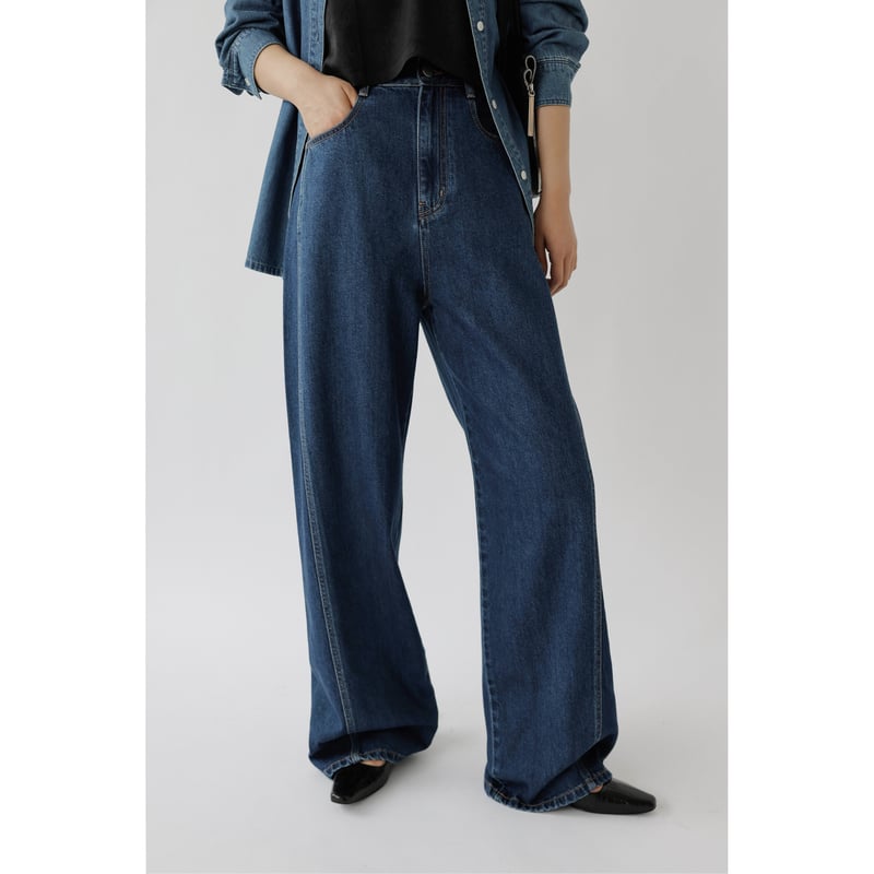 【Na.e】Stitch Wide Jeans_Indigo Blue Ｌサイズ Stitch Wide Jeans_Indigo Blue | Na.e