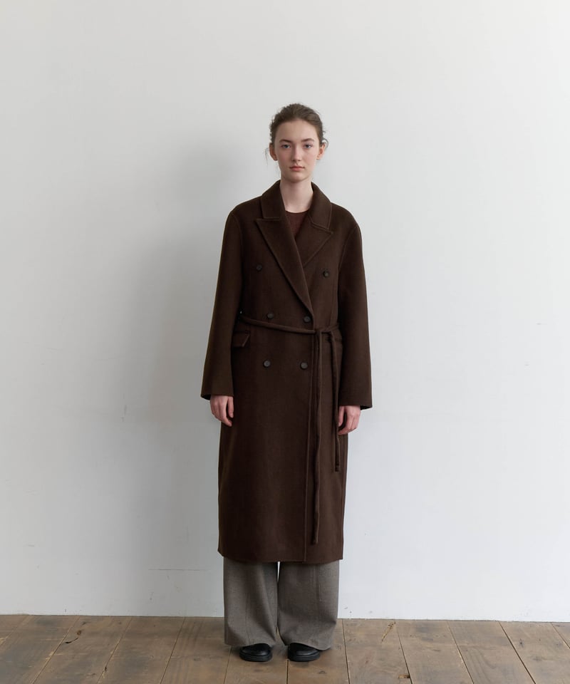 【美品】Na.e Wool&Silk&Cashmere Coat Wool Cashmere Double Coat_Brown | Na.e